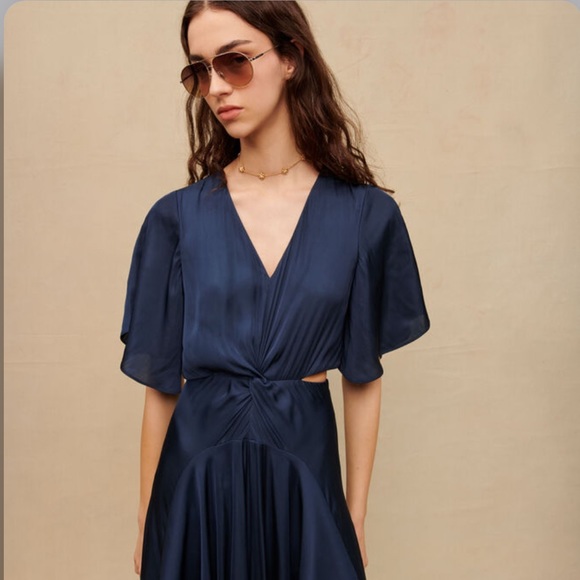 Maje FLOWING SATIN SCARF DRESS - Picture 2 of 15